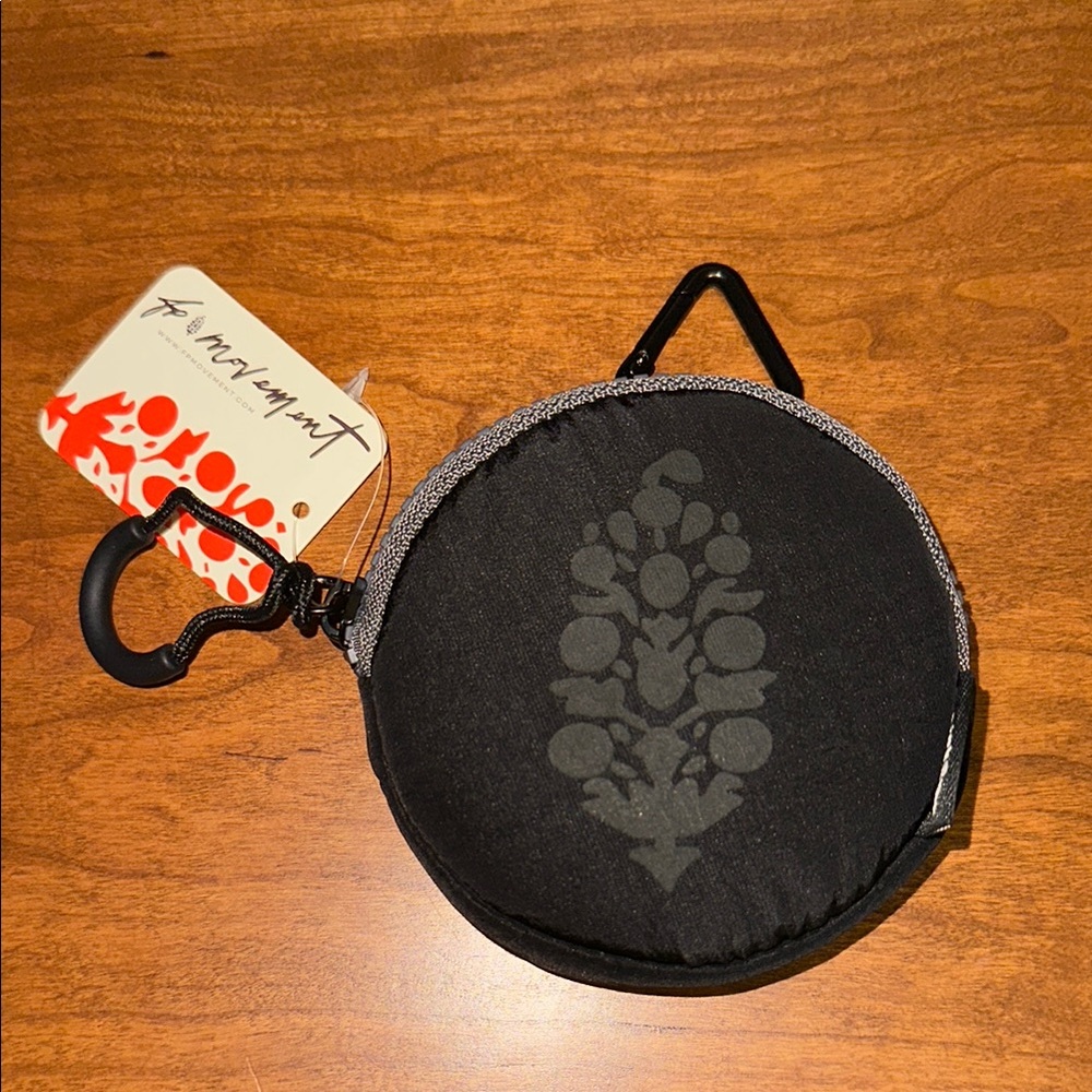 Free People Movement Essentials Only Black Round Pouch with Clip NWT